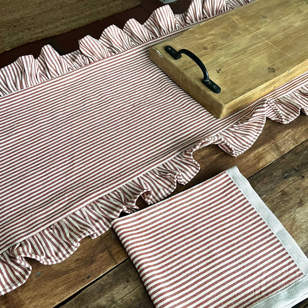 Vintage Red Stripe Table Runner