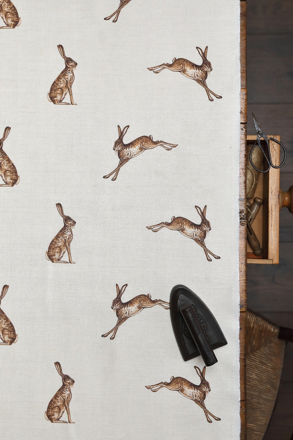 French Hare - Fudge on cream linen
