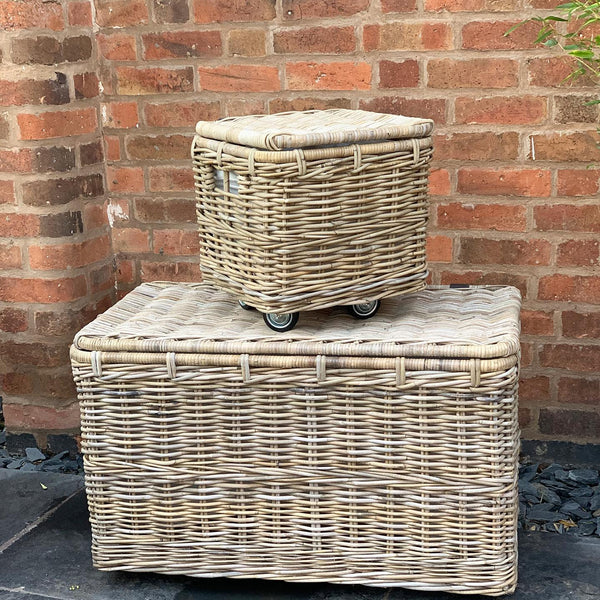 Wicker Trunk On Wheels With Liner