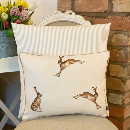 Peony and Sage French Hare Cushions