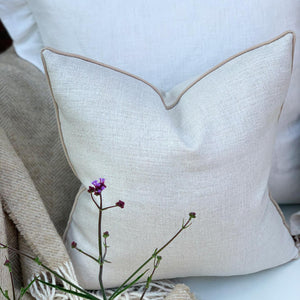 Peony and Sage Linen Piped Edge Cushion