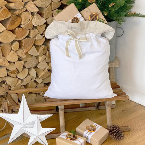 Linen Ruffle Santa Sack