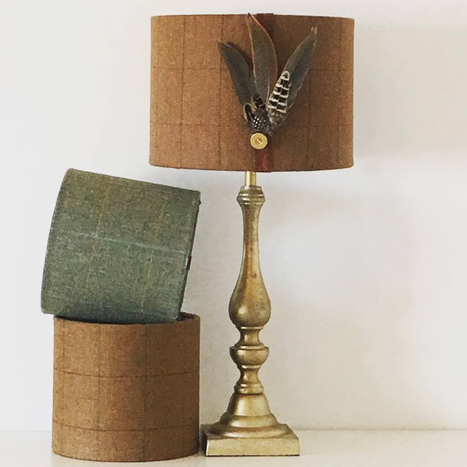 Tweed Feather Lampshade