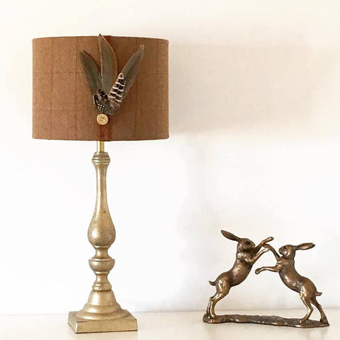Tweed feather lampshade