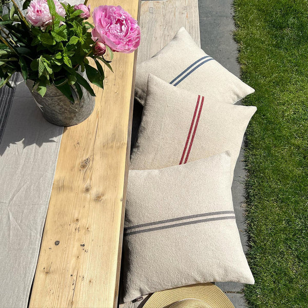 French Grainsack Stripe Cushions