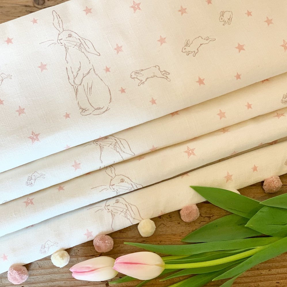Peony and Sage All Star Rabbit - Pink Roman Blind
