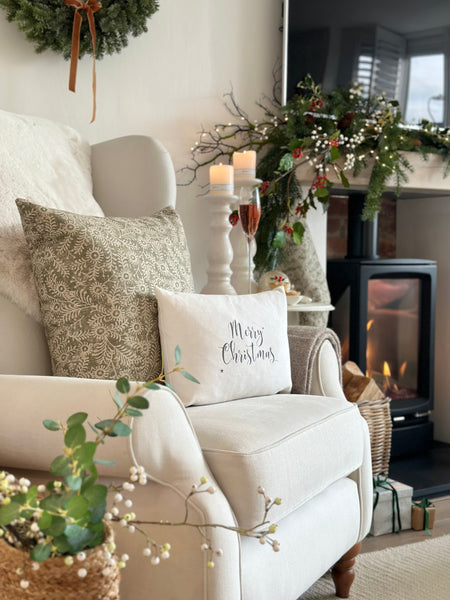 White Linara Merry Christmas Cushion